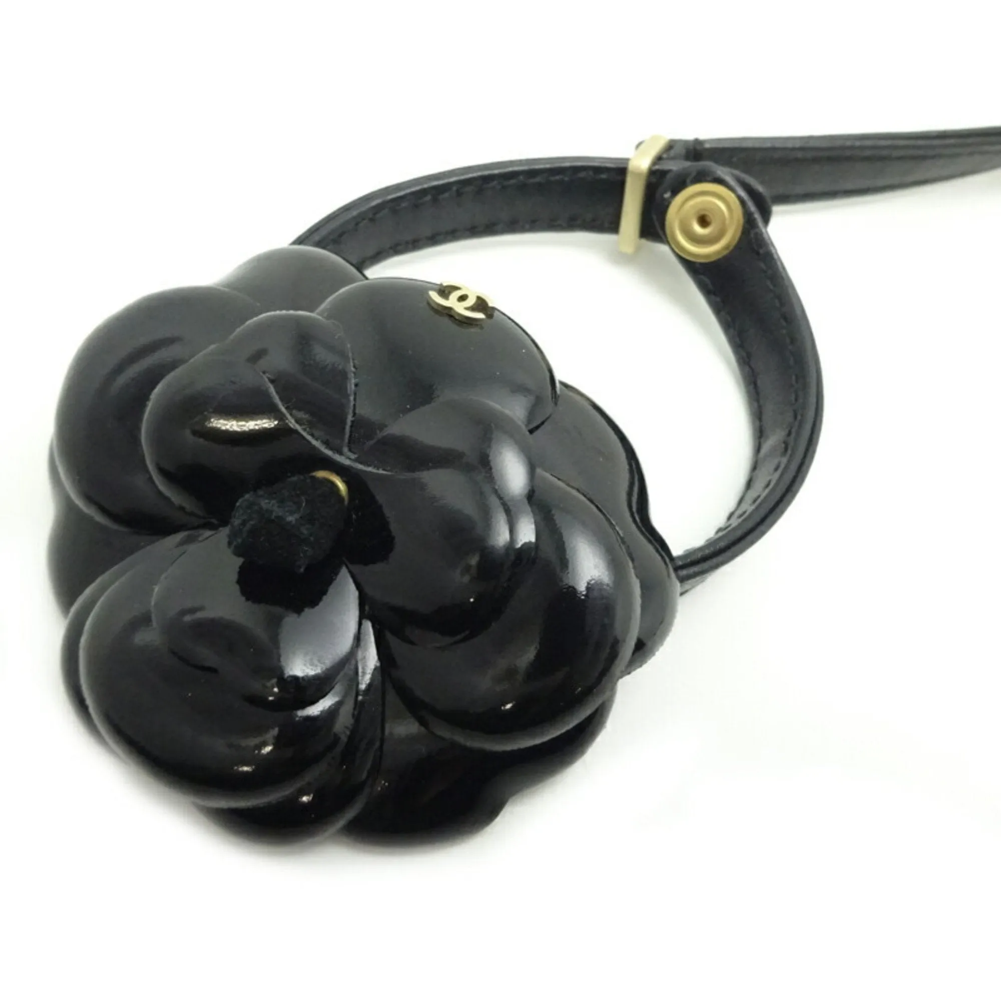 CHANEL Camellia Pouch Women's and Men's Handbag Leather Black