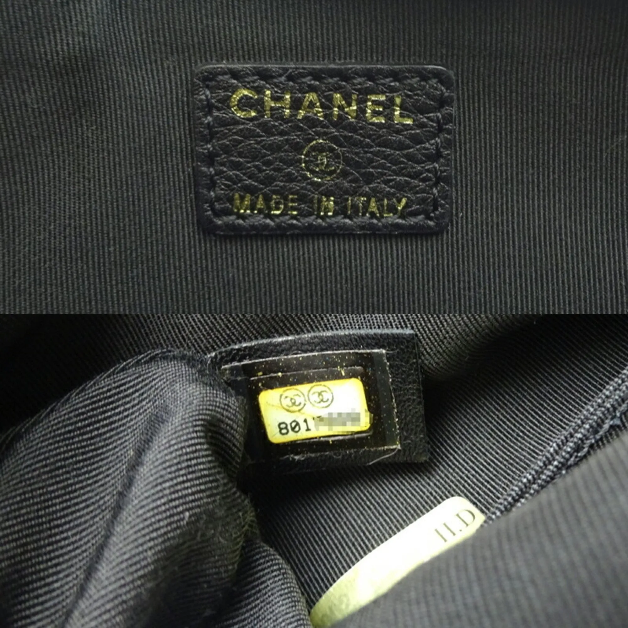 CHANEL Camellia Pouch Women's and Men's Handbag Leather Black