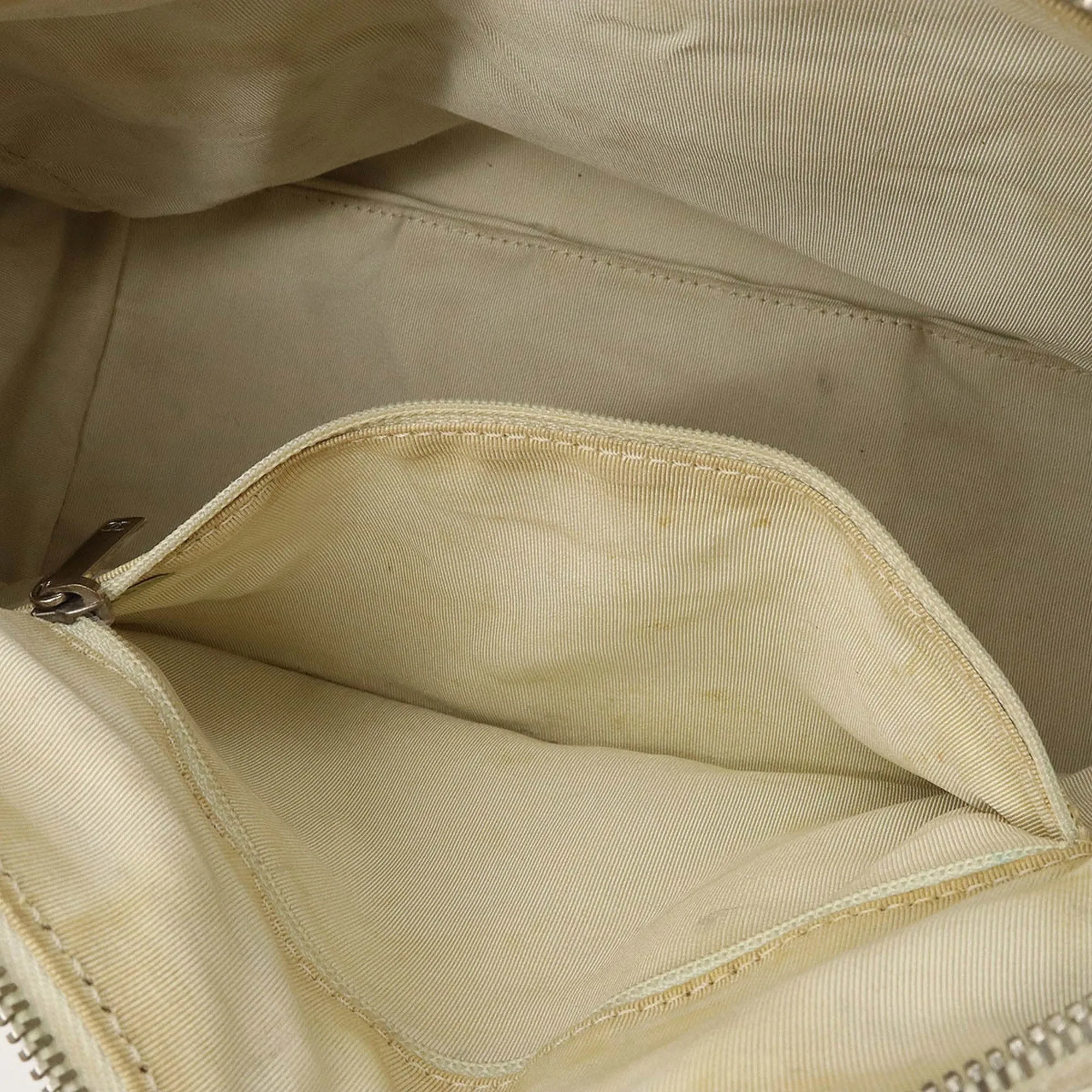 Chanel Chevron V stitch here mark Boston Bag handBag leather ivory A91136