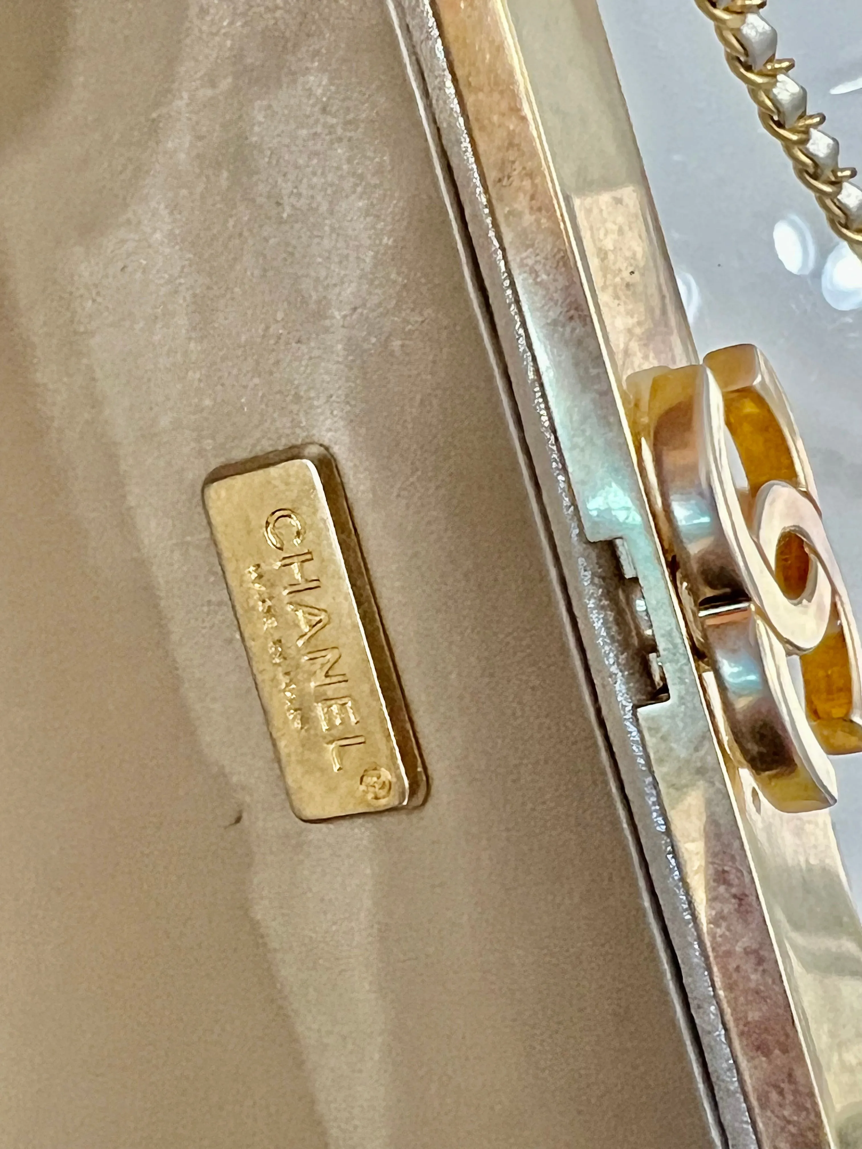 CHANEL CHOCO BAR METALLIC GOLD LEATHER SHOULDER BAG