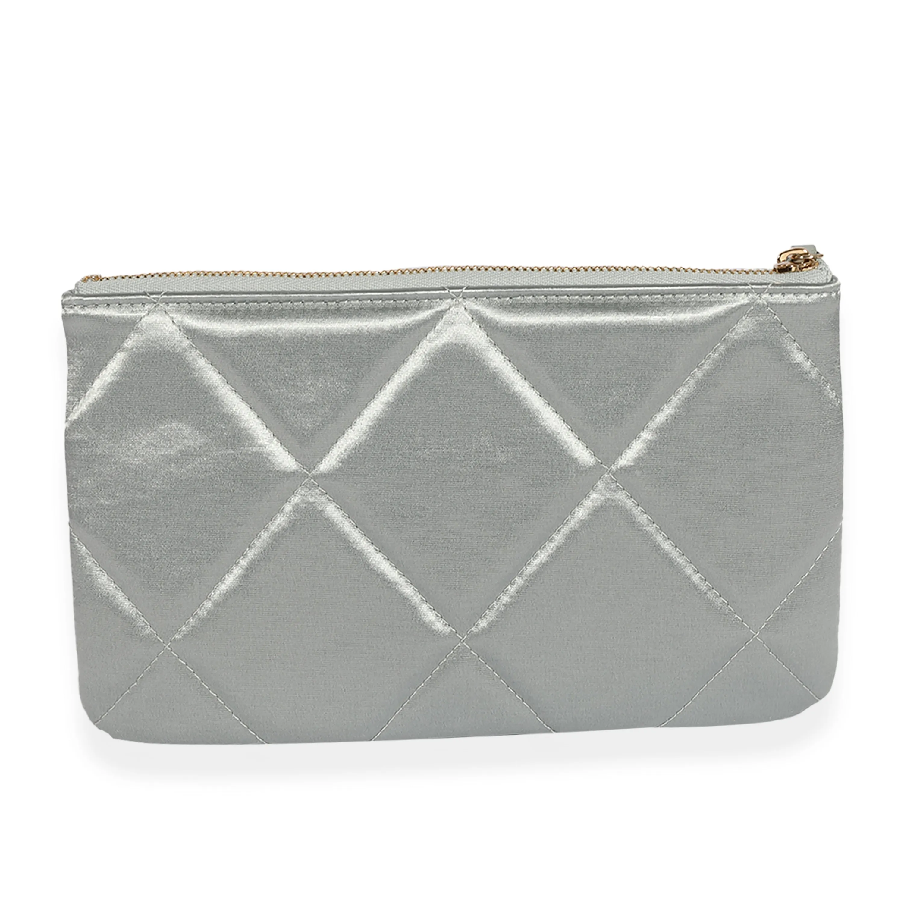CHANEL Gray Quilted Satin 19 O-Case