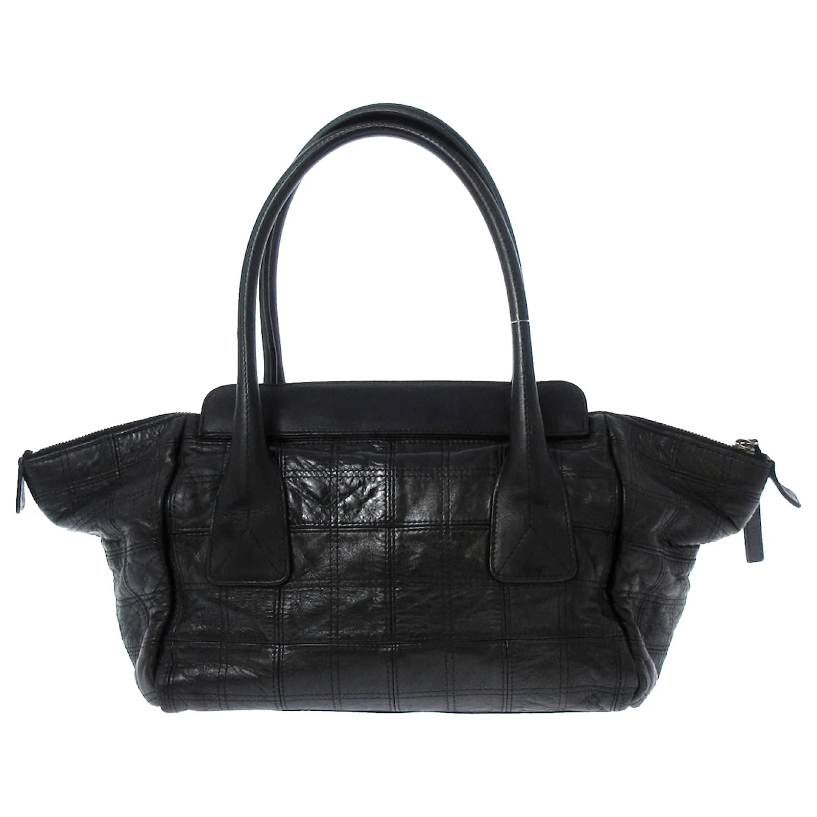 CHANEL LAX QUILTED LEATHER CHOCOLATE BAR HANDBAG