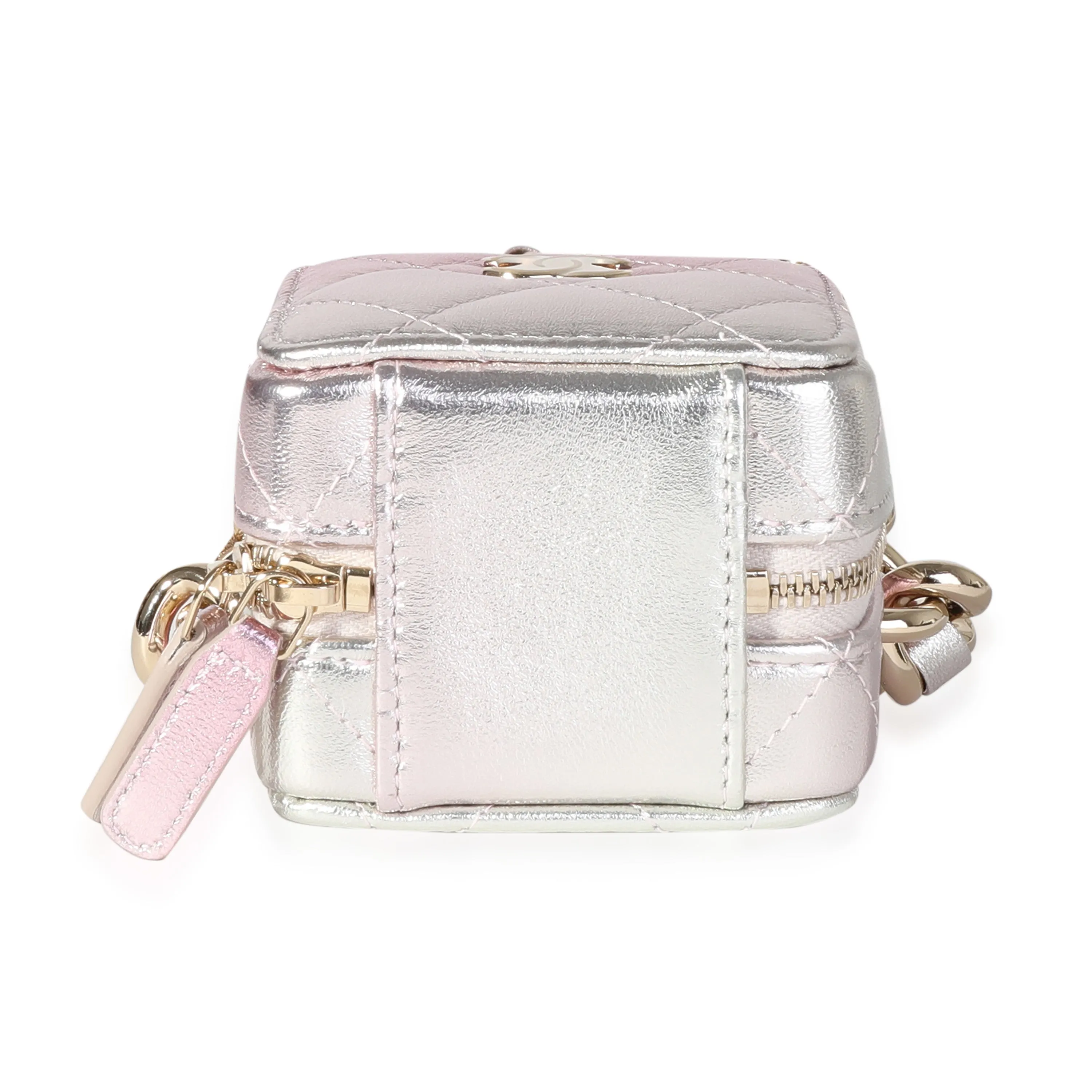 CHANEL Metallic Lambskin Quilted Coco Punk Clutch With Chain