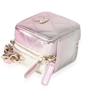 CHANEL Metallic Lambskin Quilted Coco Punk Clutch With Chain