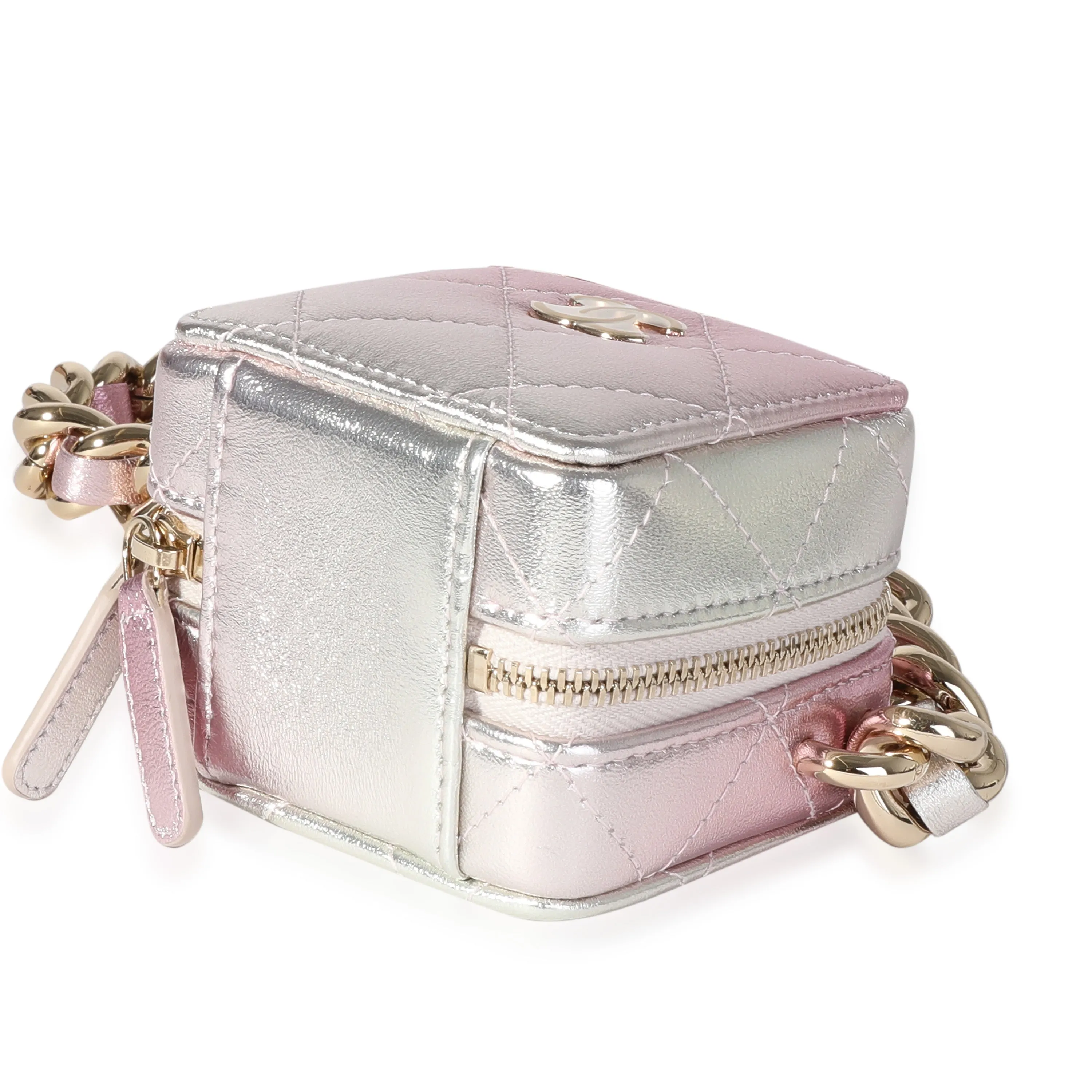 CHANEL Metallic Lambskin Quilted Coco Punk Clutch With Chain