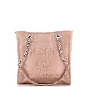 CHANEL North South Deauville Tote Glazed Calfskin Small