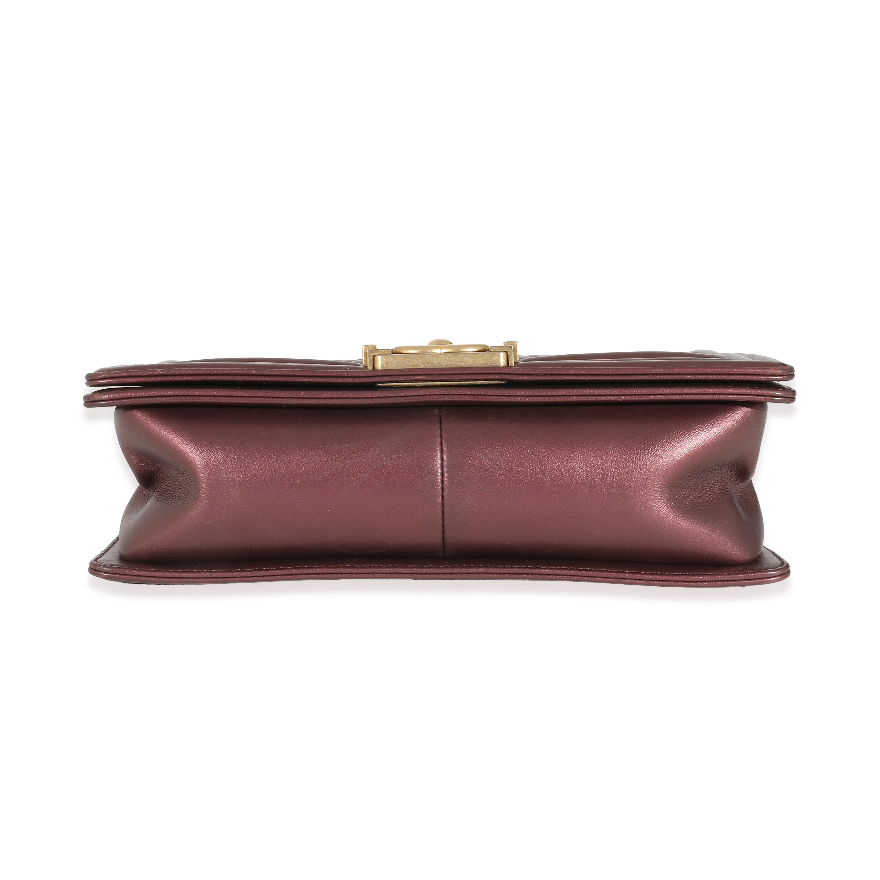 CHANEL Purple Metallic Lambskin Medium Boy Bag
