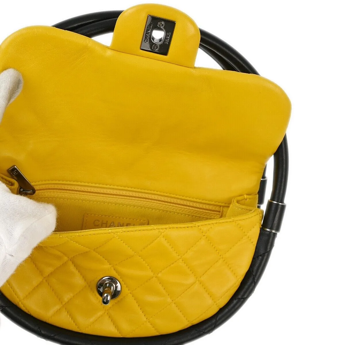 Chanel Yellow Lambskin Hula Hoop Handbag