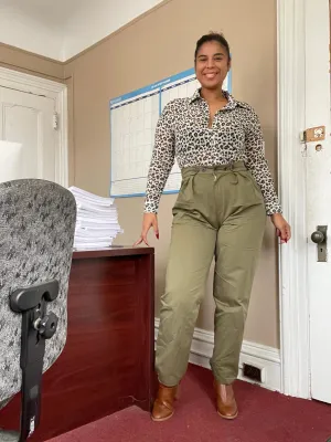 Cheetah Leopard Chiffon Blouse Jumpsuit