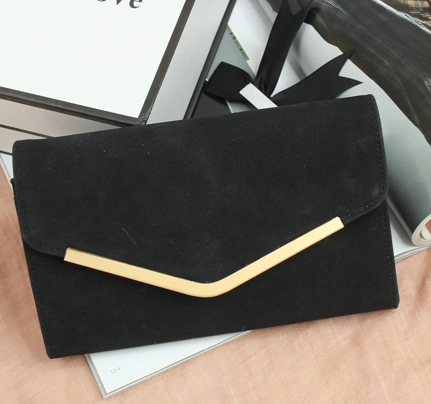 Clutch Purse Evening Bag for Women, Envelope Handbag With Detachable Chain for Wedding and Party