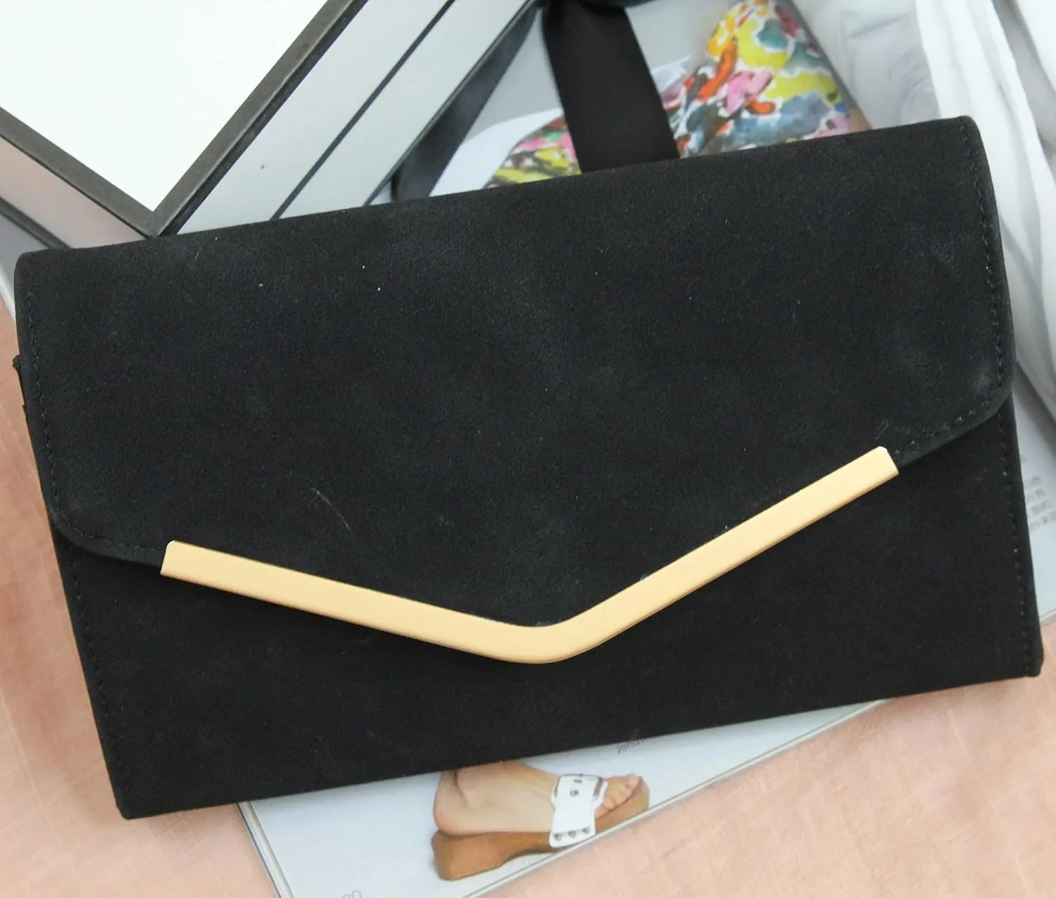 Clutch Purse Evening Bag for Women, Envelope Handbag With Detachable Chain for Wedding and Party