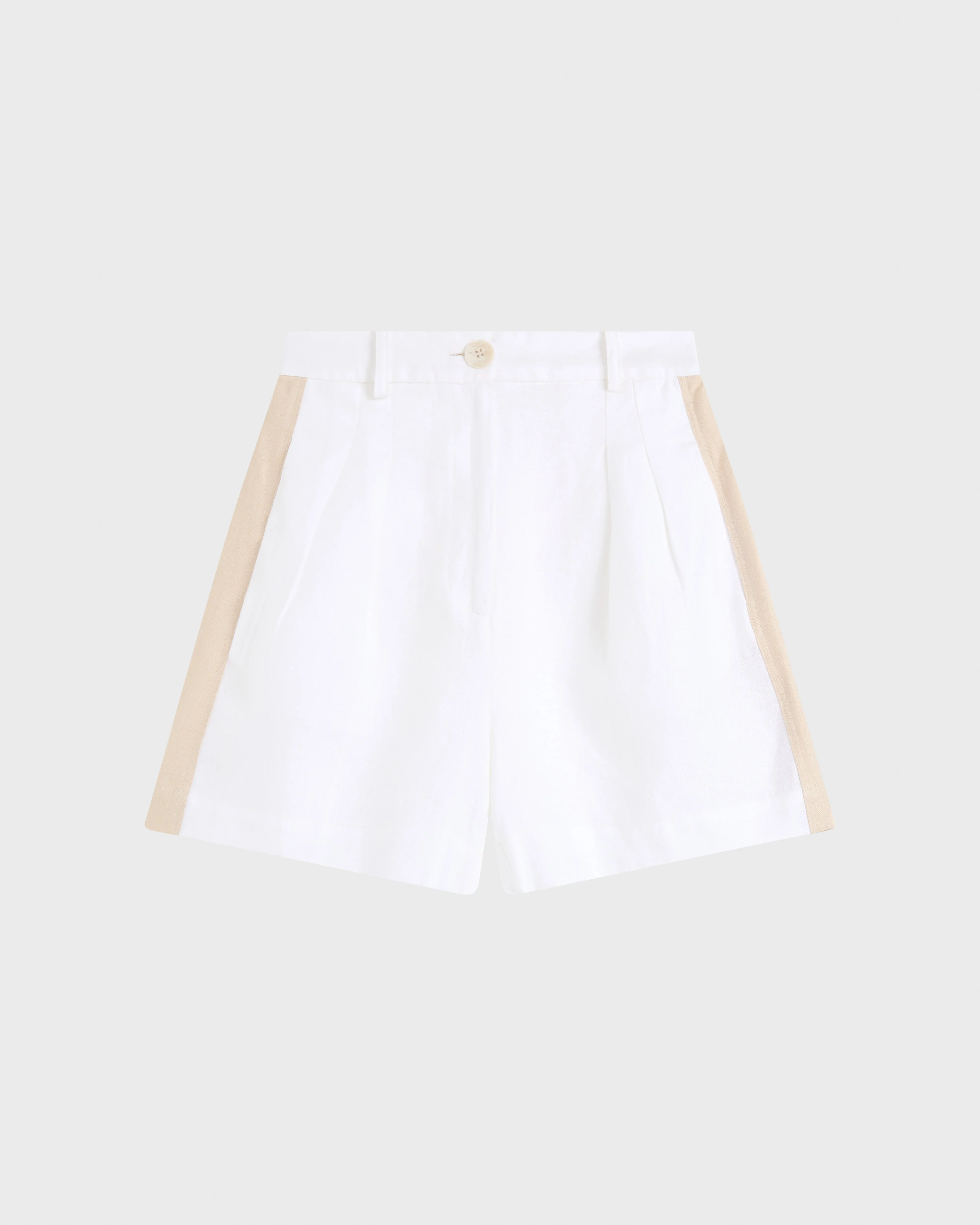 Delphi Linen Two Tone Short - White & Sand
