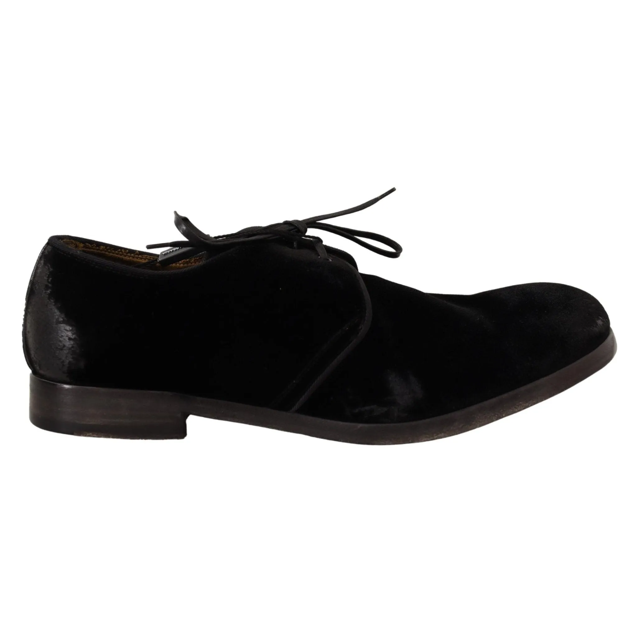 Dolce & Gabbana Elegant Black Velvet Derby Shoes
