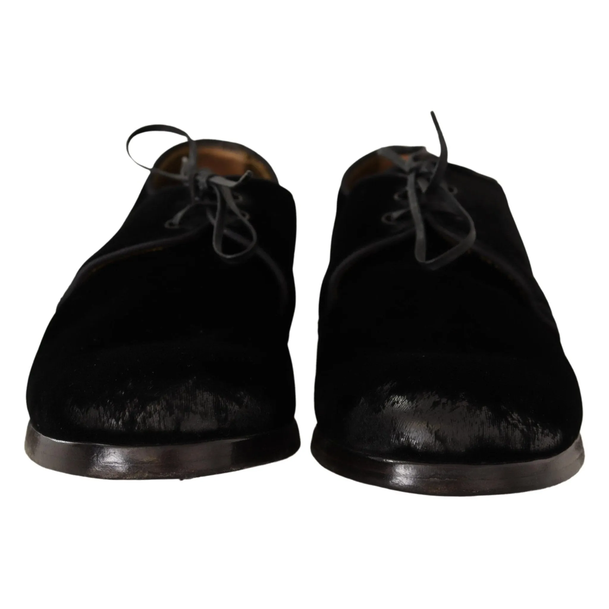 Dolce & Gabbana Elegant Black Velvet Derby Shoes