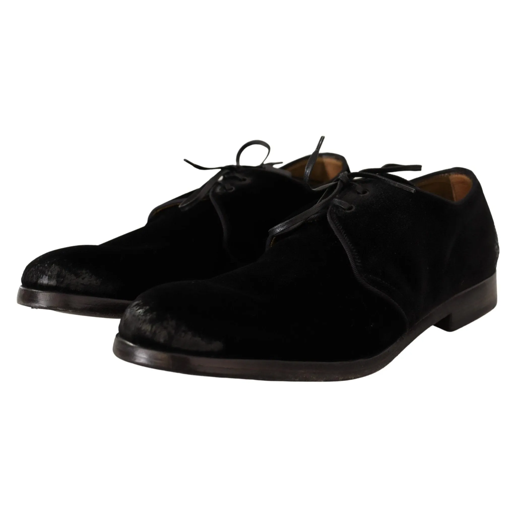 Dolce & Gabbana Elegant Black Velvet Derby Shoes