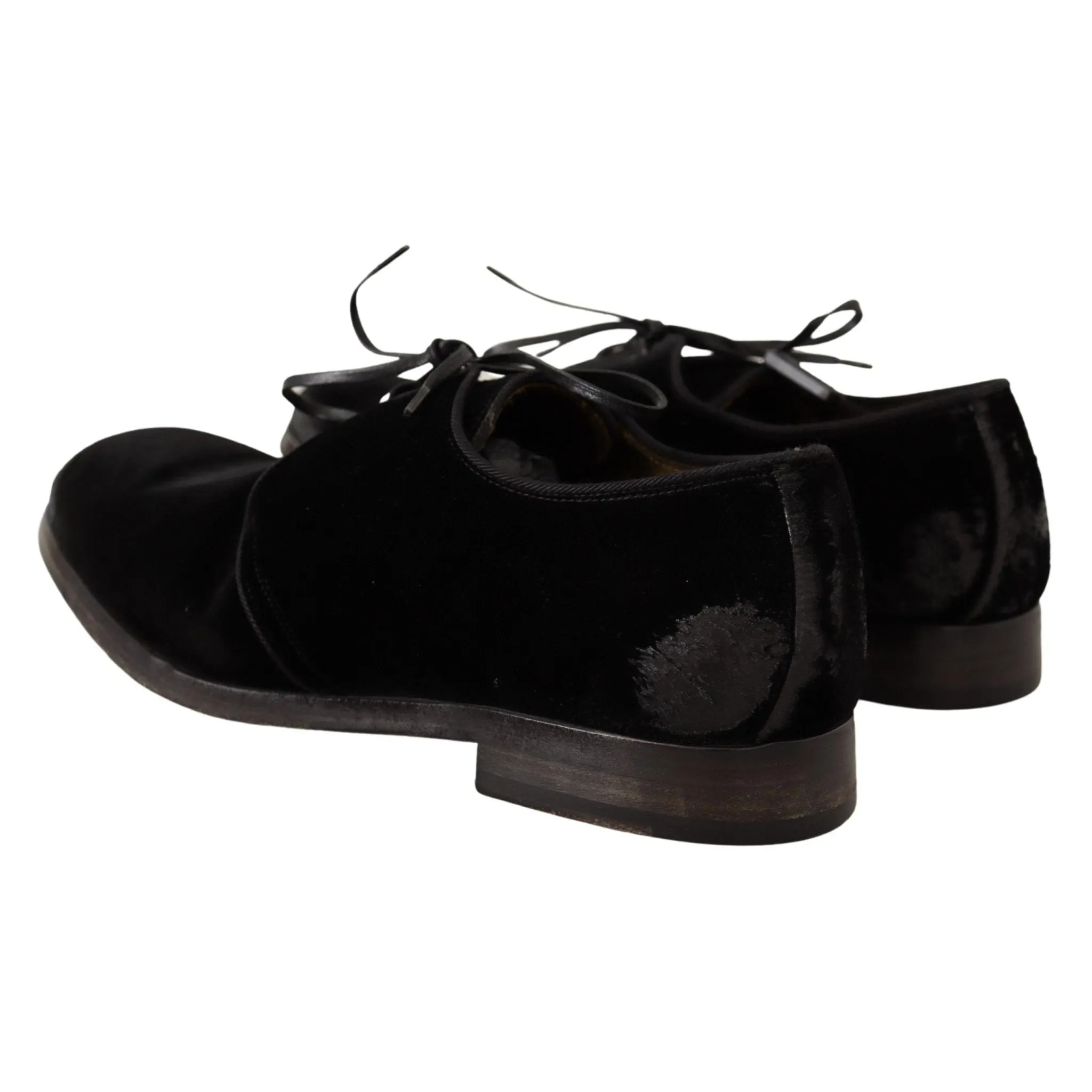 Dolce & Gabbana Elegant Black Velvet Derby Shoes