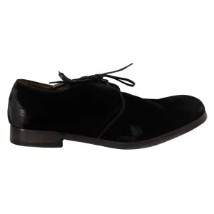 Dolce & Gabbana Elegant Black Velvet Derby Shoes