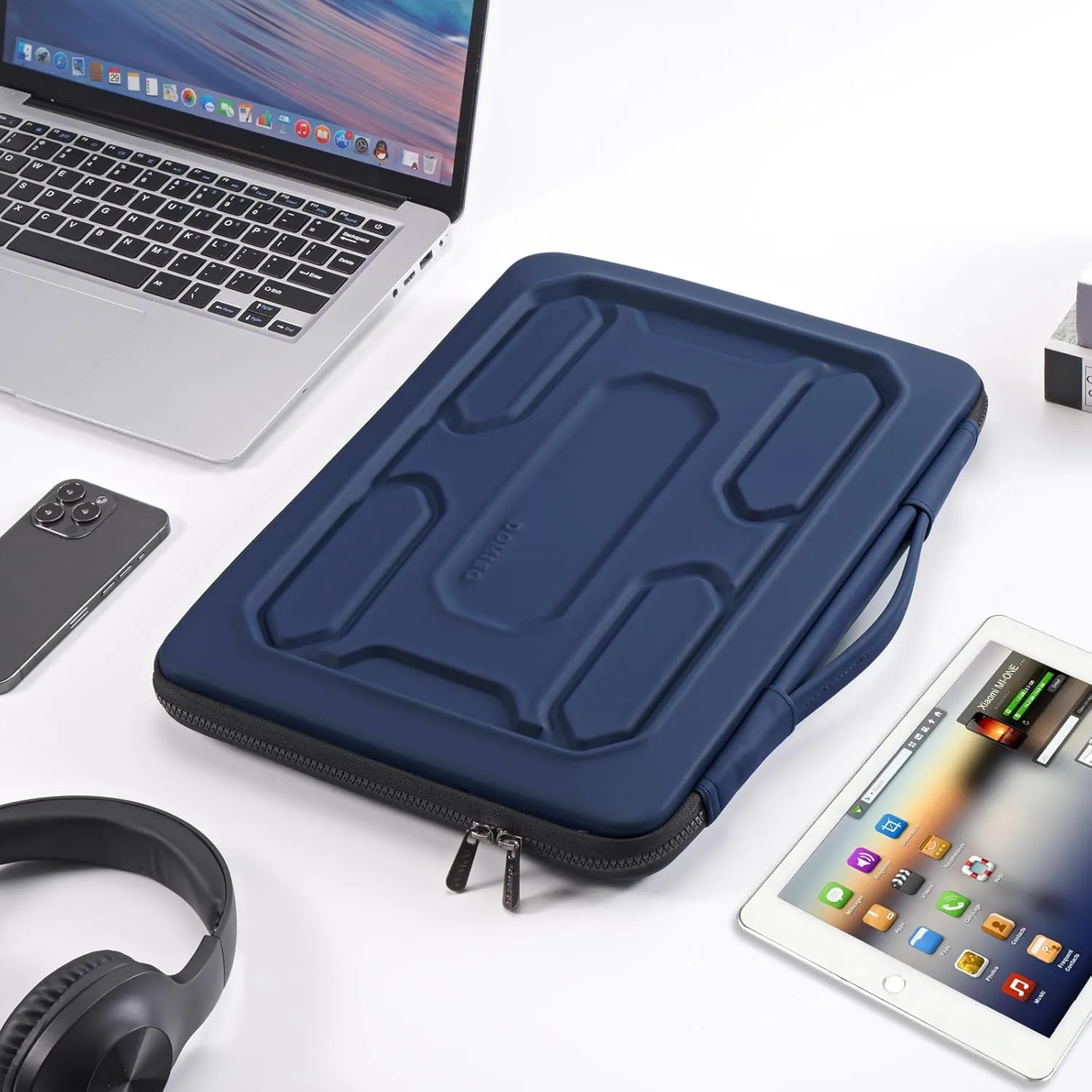DOMISO 15.6 inch Laptop Sleeve with Handle Shockproof Waterproof EVA Protective Case for 15.6" Yoga 720 IdeaPad 310 320 ThinkPad T570/Legion 5 Gen 6/HP Envy 15/15.6" Notebooks, Dark Blue