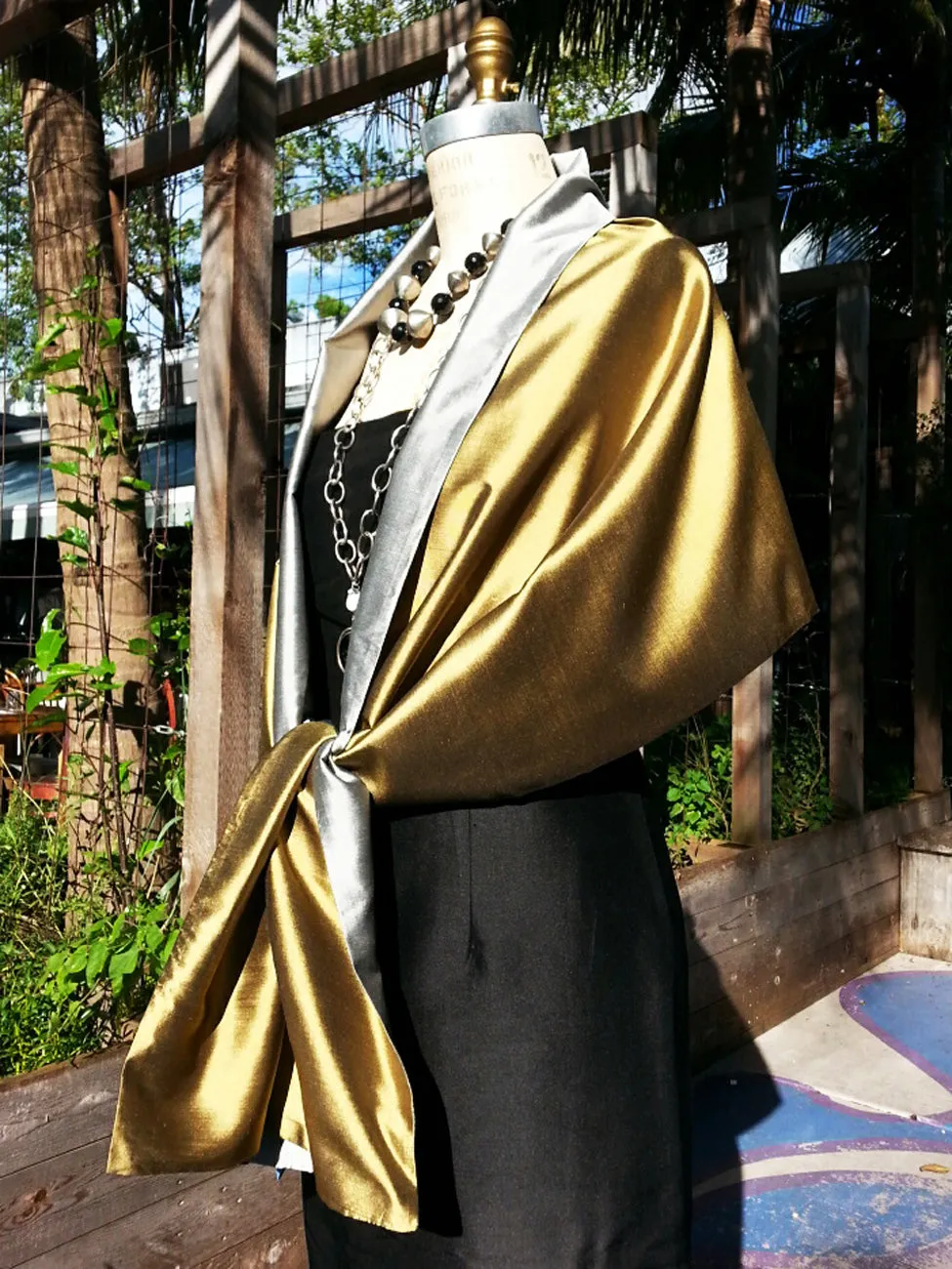 Double Sided Evening Shawl Brass and Silver