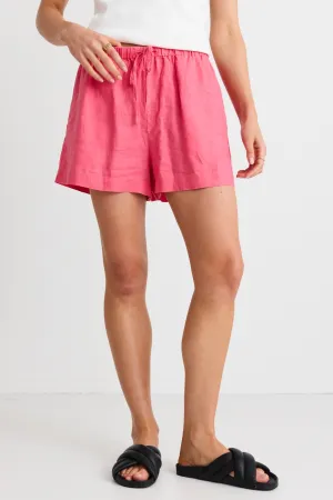 Drift Fuchsia Linen Pull On Shorts