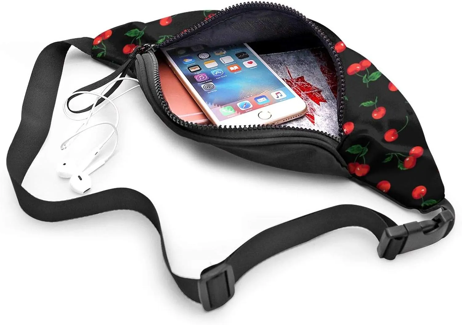 Dujiea Fanny Pack, Cherry Waist Bag With Headphone Hole Belt Bag Adjustable Sling Pocket Fashion Hip Bum Bag For Women Men Kids Outdoors Casual Travelling Hiking Cycling