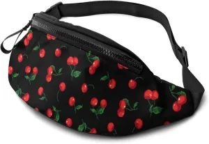 Dujiea Fanny Pack, Cherry Waist Bag With Headphone Hole Belt Bag Adjustable Sling Pocket Fashion Hip Bum Bag For Women Men Kids Outdoors Casual Travelling Hiking Cycling