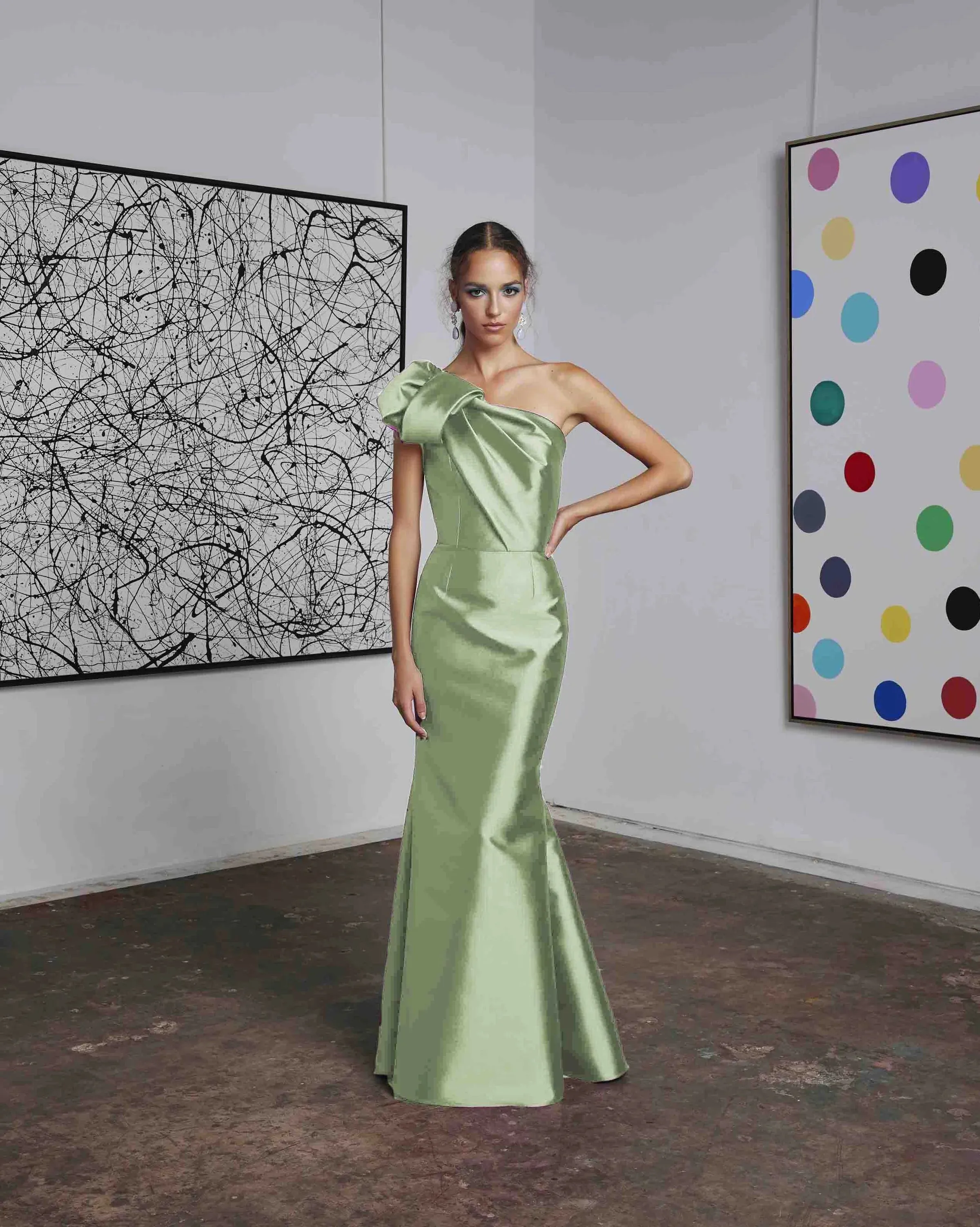 Frascara - 4612: One-Shoulder Gown with Bow Detail