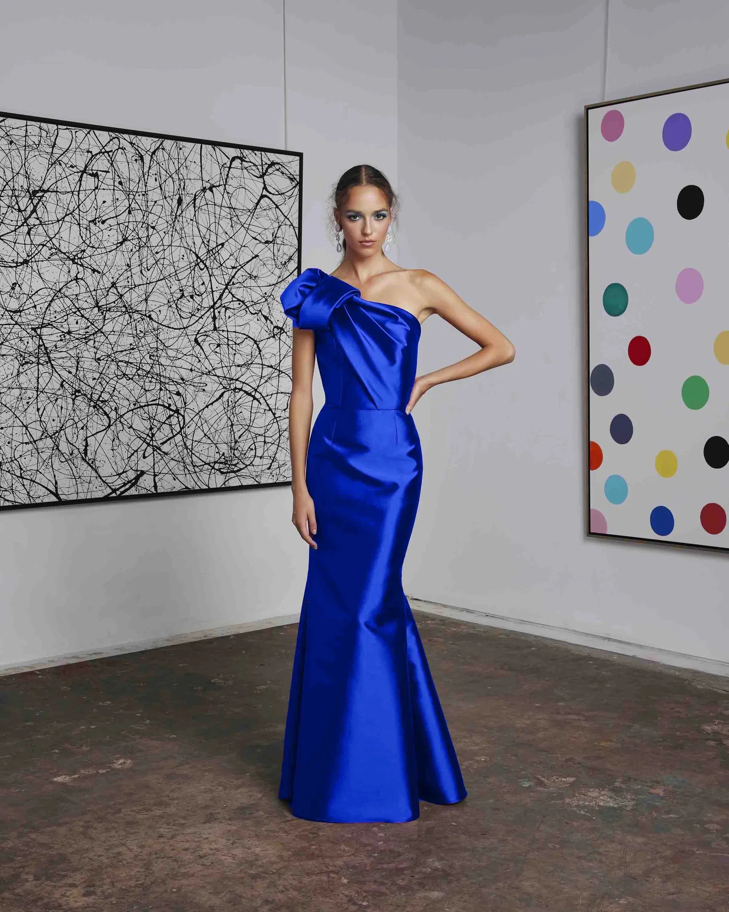 Frascara - 4612: One-Shoulder Gown with Bow Detail