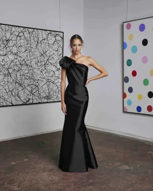Frascara - 4612: One-Shoulder Gown with Bow Detail