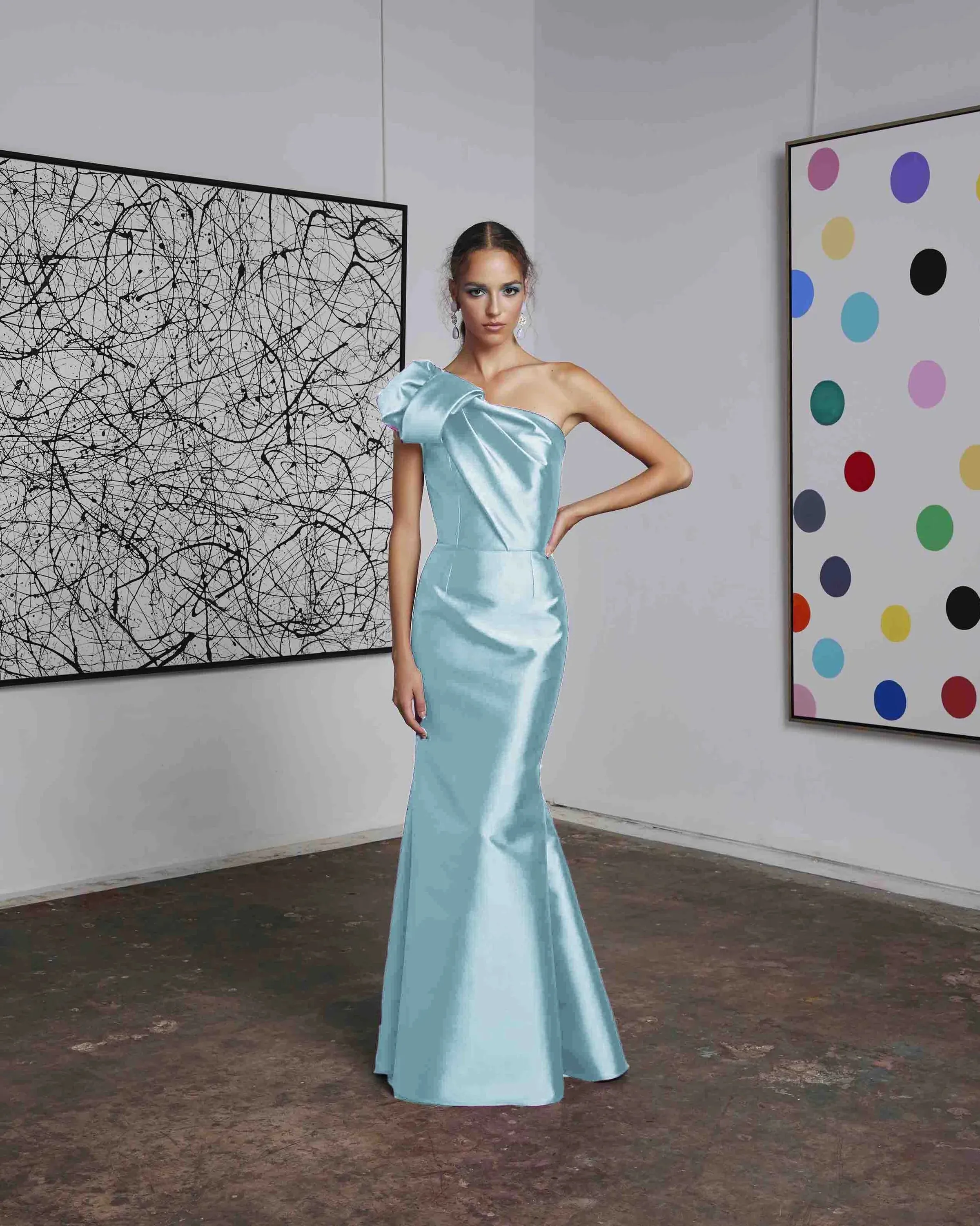 Frascara - 4612: One-Shoulder Gown with Bow Detail