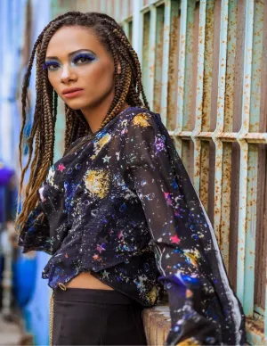 “Galaxy princess” wrap blouse