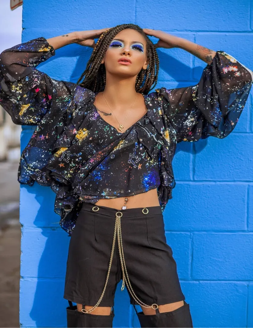 “Galaxy princess” wrap blouse