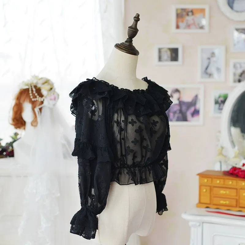 Instant Shipping! White Long Sleeve Chiffon Blouse