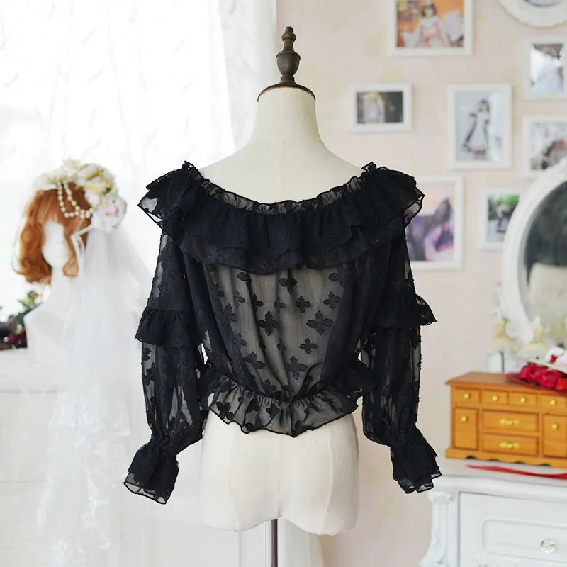 Instant Shipping! White Long Sleeve Chiffon Blouse