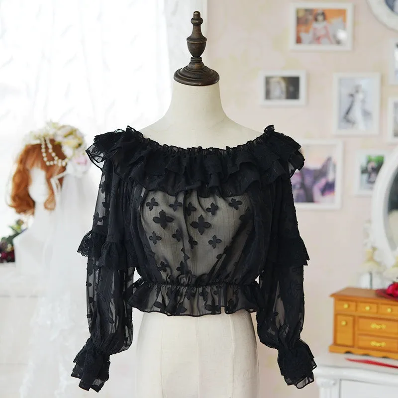 Instant Shipping! White Long Sleeve Chiffon Blouse
