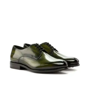 Khaki Green Patina Leather Derby Shoes