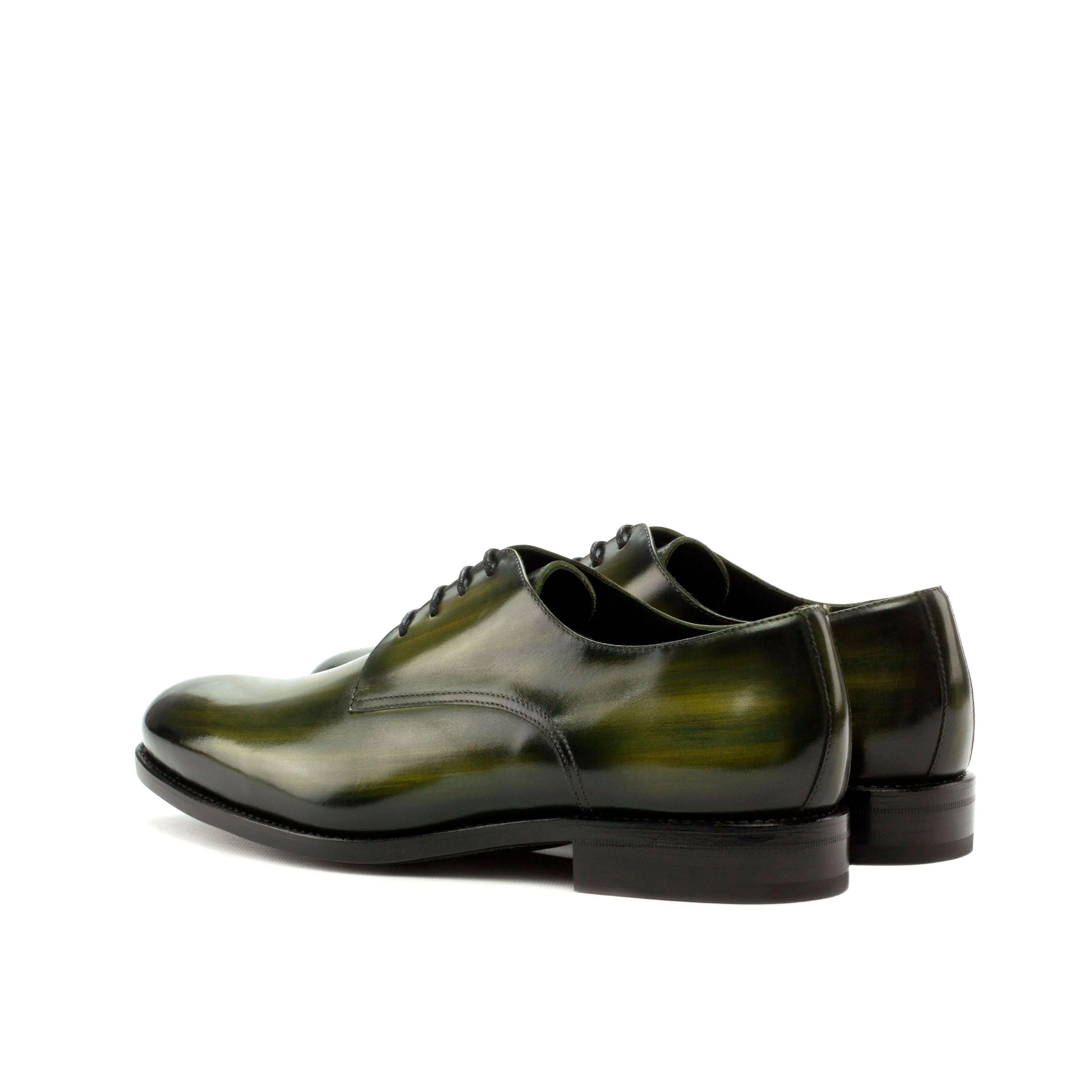 Khaki Green Patina Leather Derby Shoes