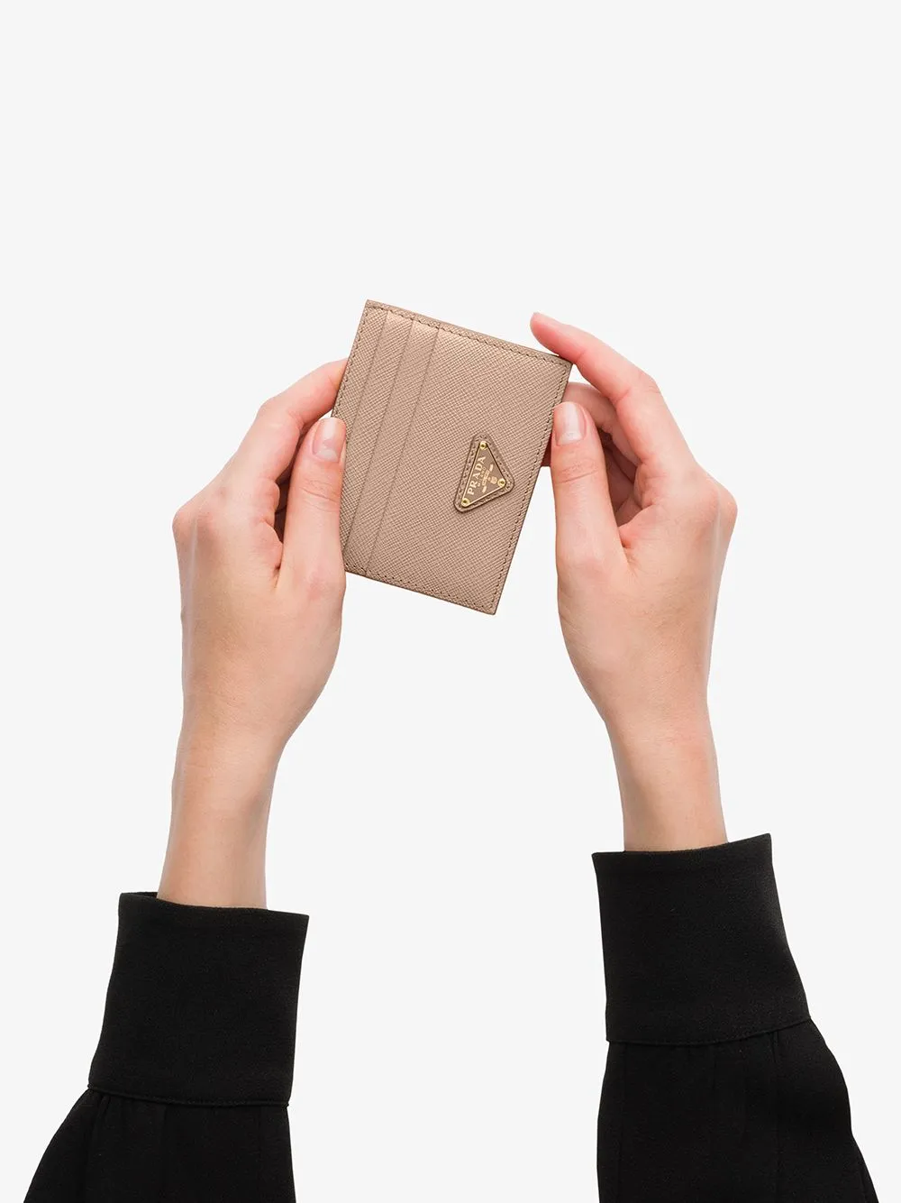 logo-plaque Saffiano leather cardholder