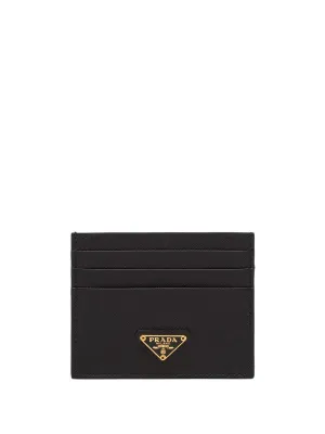 logo-plaque Saffiano leather cardholder