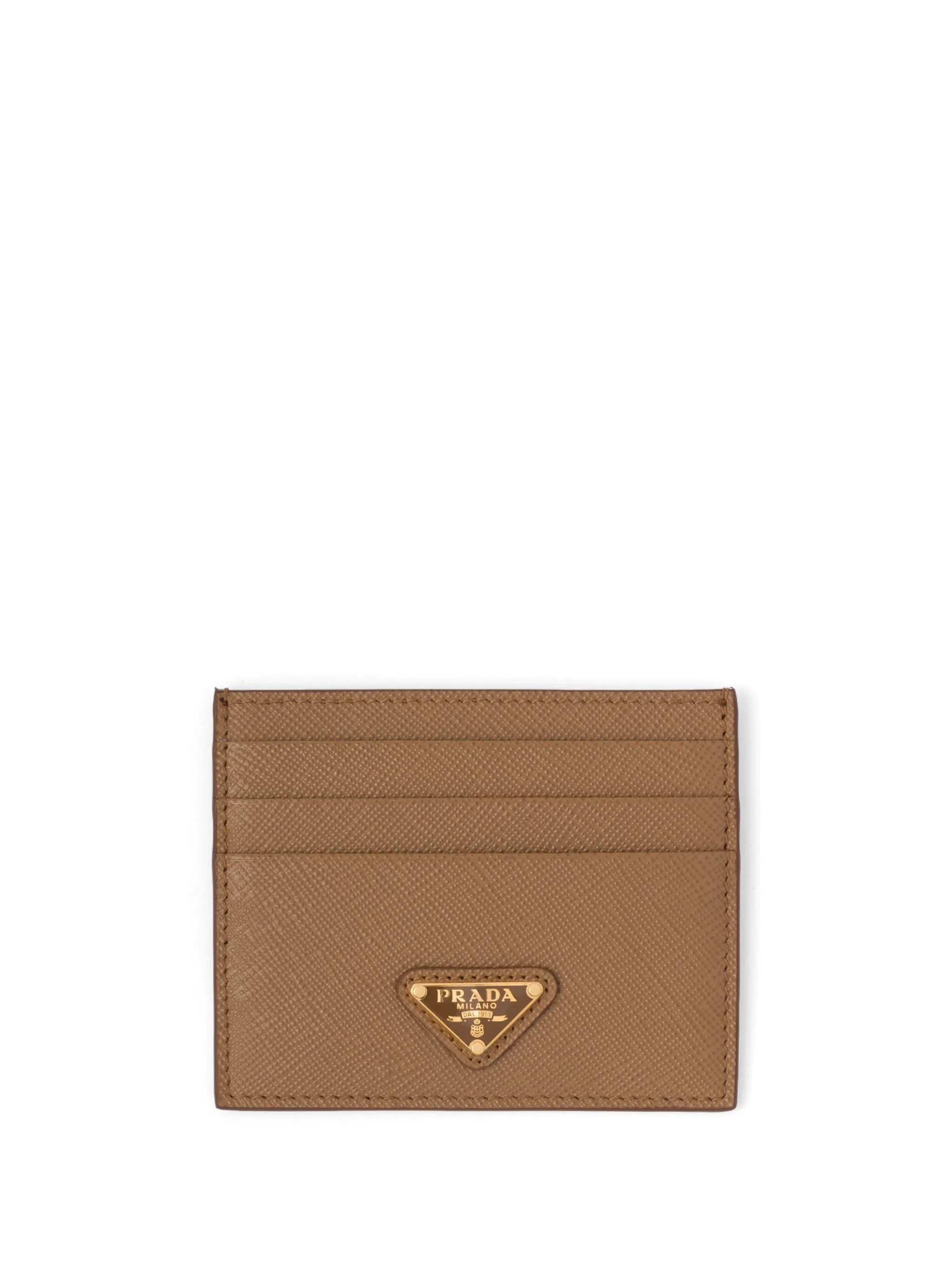 logo-plaque Saffiano leather cardholder