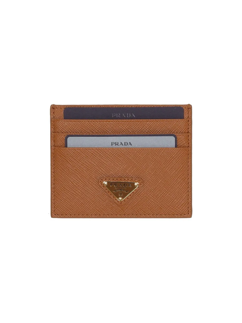 logo-plaque Saffiano leather cardholder