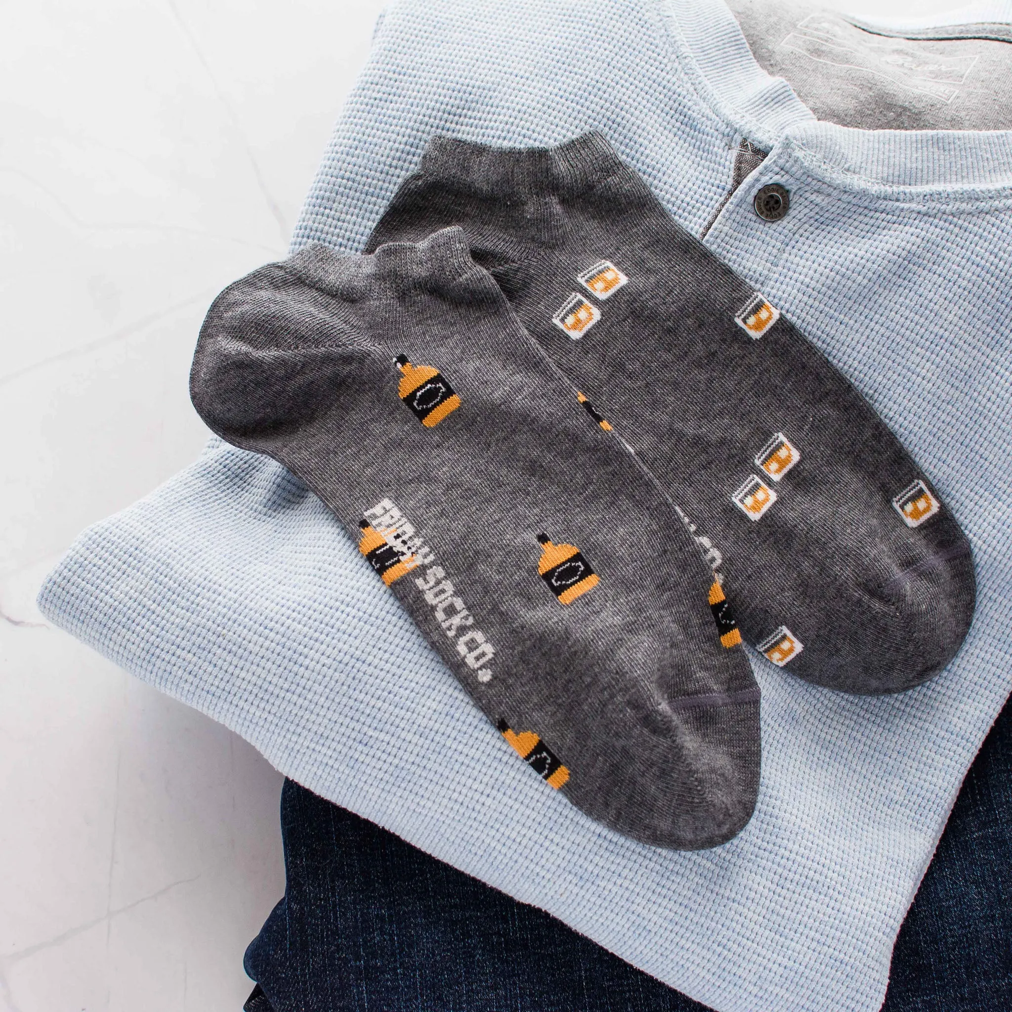 Men's Glass & Bottle Whiskey Ankle Socks