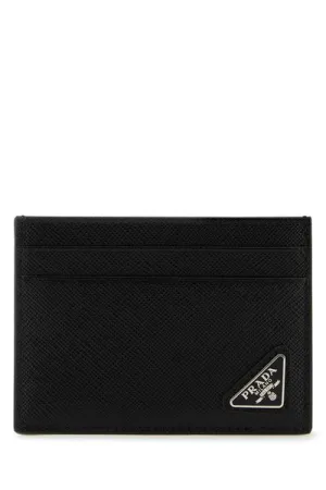 Men's Saffiano Leather Logo Plaque Cardholder in Nero | 2MC149QHH