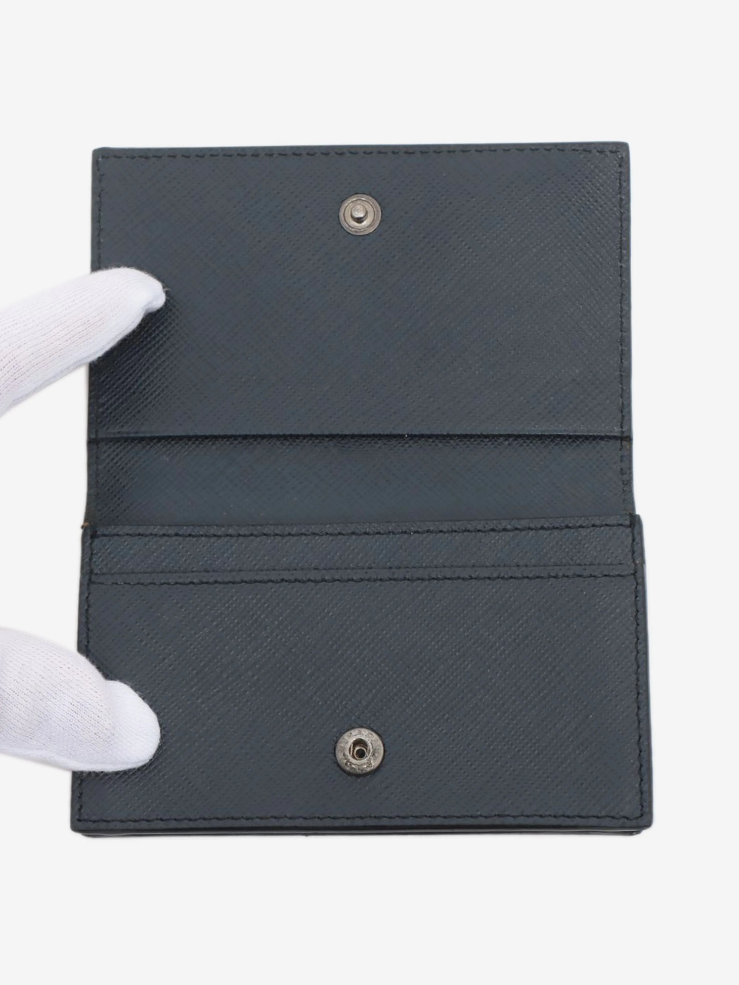 Navy blue leather cardholder
