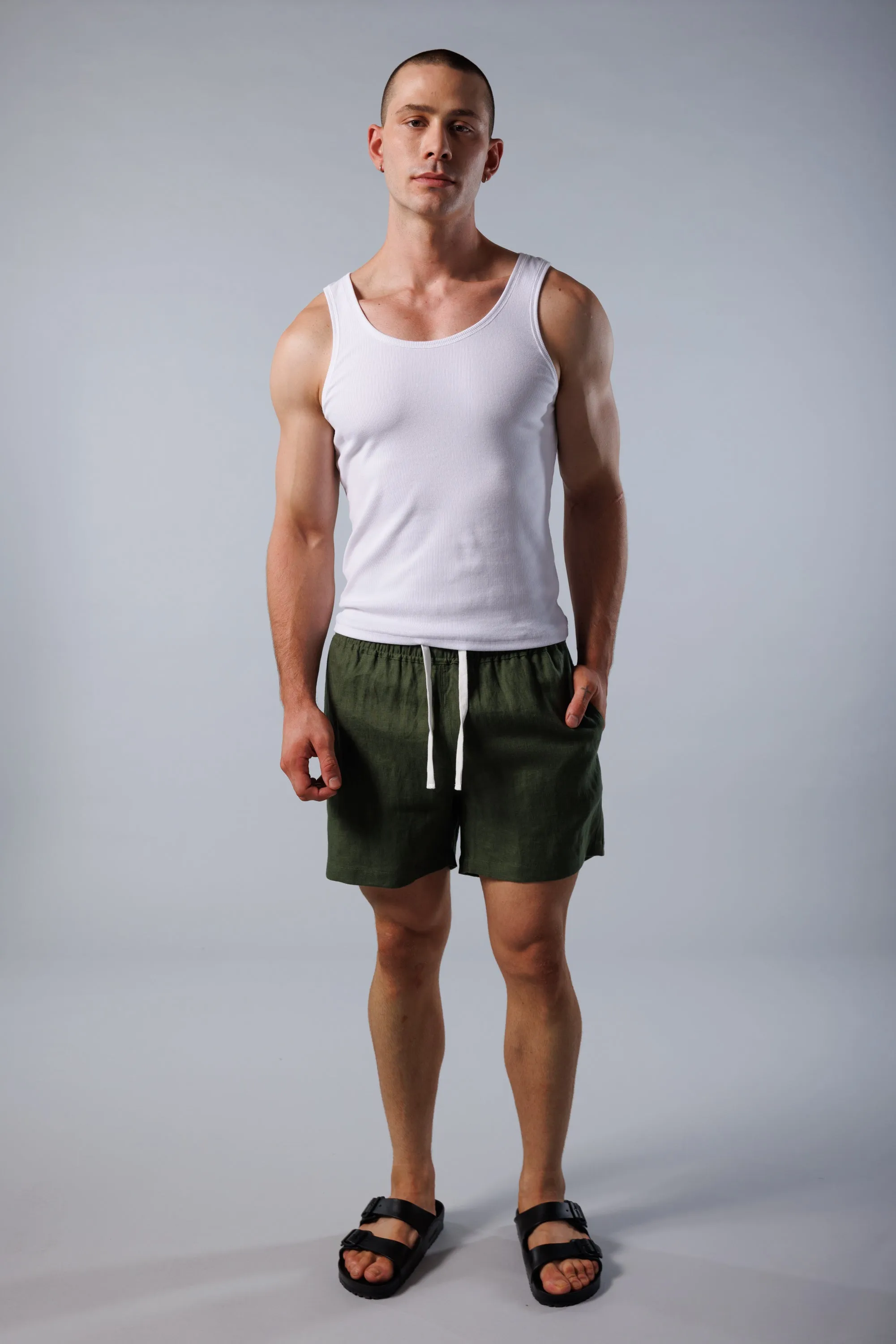 Noosa Linen Shorts - Army