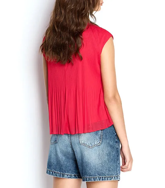 Pleated Chiffon Sleeveless Blouse