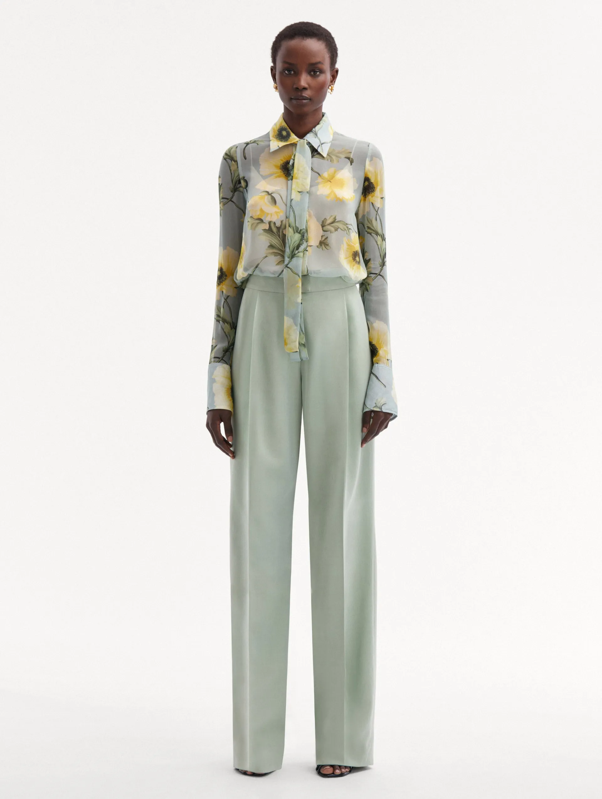 Poppy Tie-Neck Chiffon Blouse