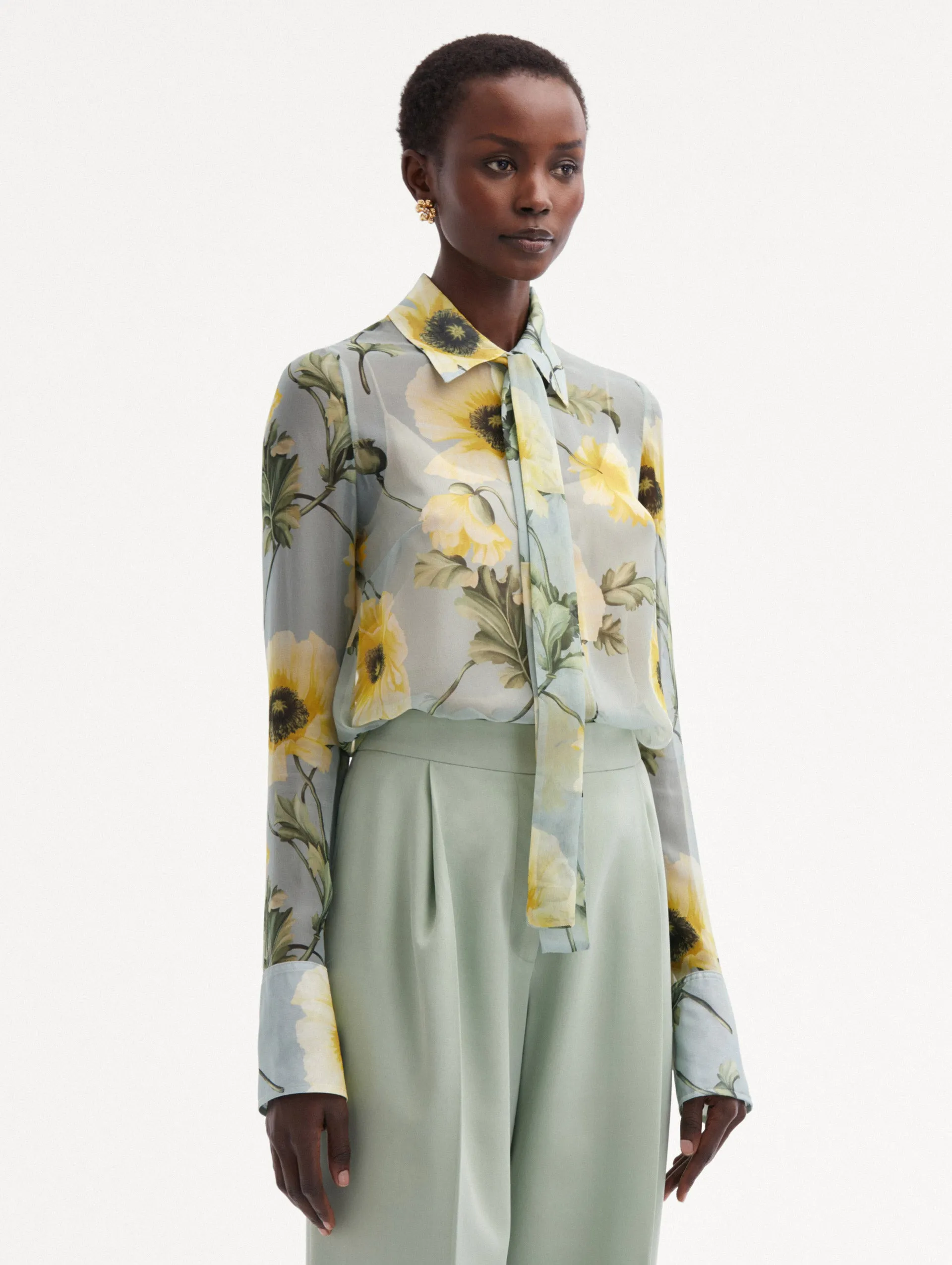 Poppy Tie-Neck Chiffon Blouse