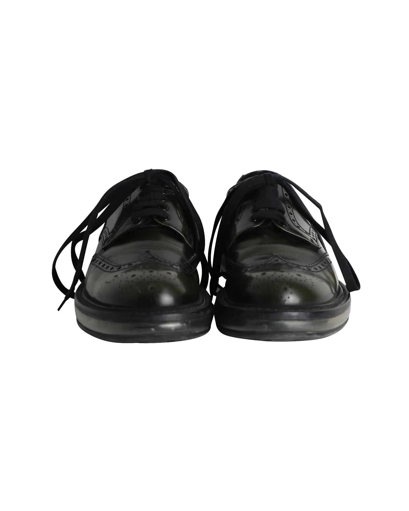 Prada Air Sole Derby Shoes in Green Leather