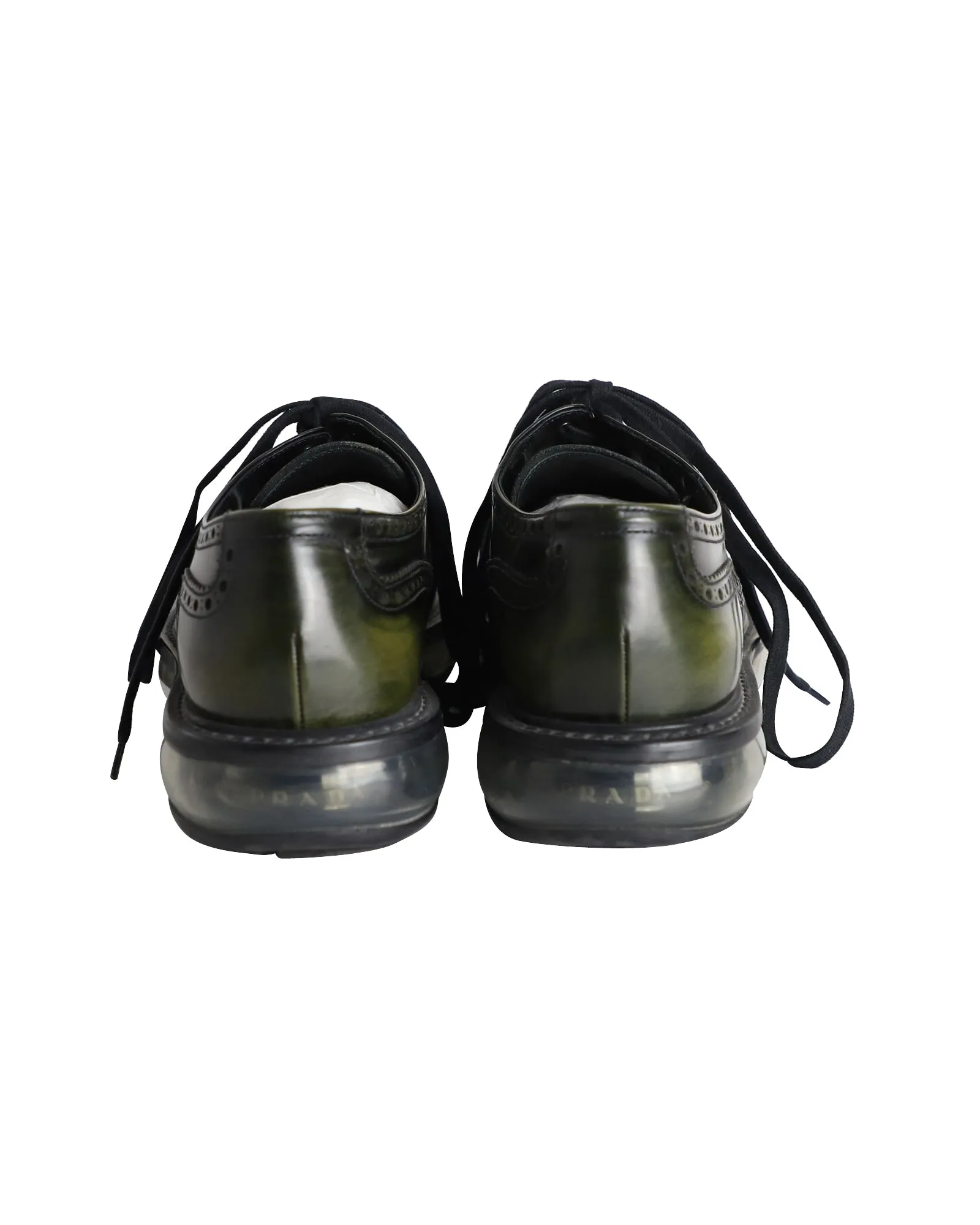 Prada Air Sole Derby Shoes in Green Leather
